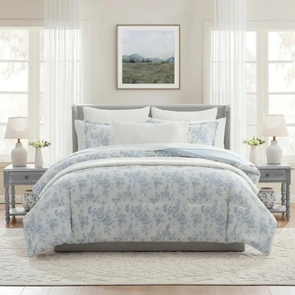 My Texas House Floral 11-Piece Comforter Set w/Sheets, Blue,‎ King - 2025